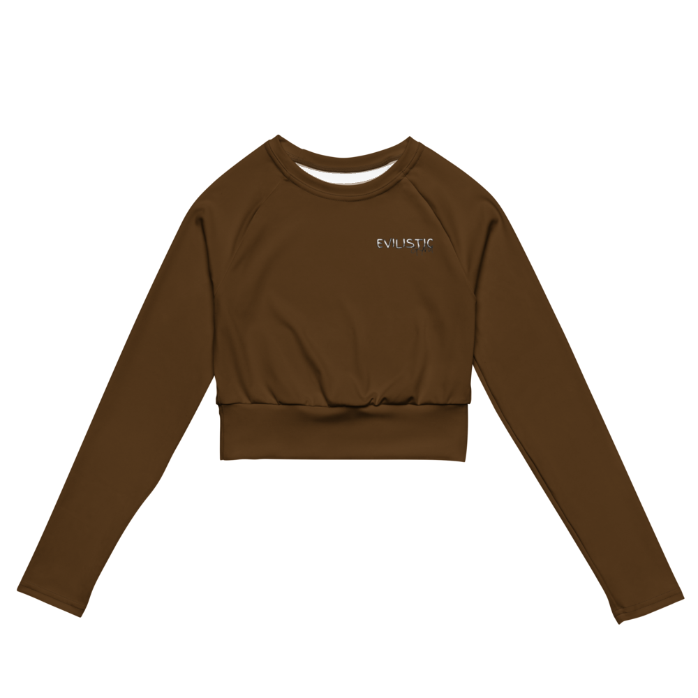 Women's Brown Long Sleeve Crop Fit Tee