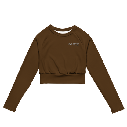 Women's Brown Long Sleeve Crop Fit Tee