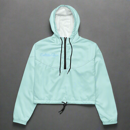 Women's Light Blue Cropped Windbreaker