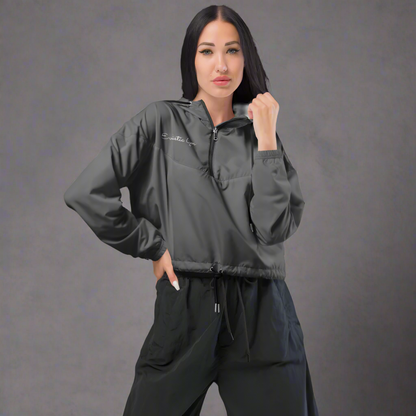 Women's Grey Cropped Windbreaker